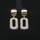 Gold & Pearl Rectangular Drop Earrings