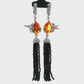 Golden Teardrop Black Tassel Earrings