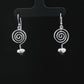 Silver Spiral Heart Drop Earrings
