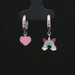 Pink Heart & Rainbow Charm Hoop Earrings