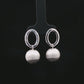 Silver Oval Hoop Ball Drop Earrings