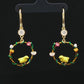 Golden Bird Garden Hoop Earrings