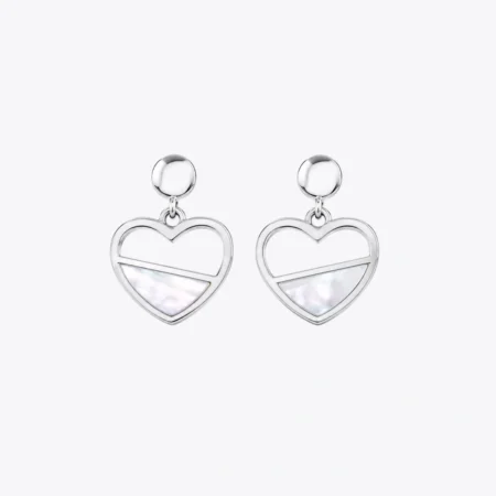 Heart Pearl Silver Drop Earrings