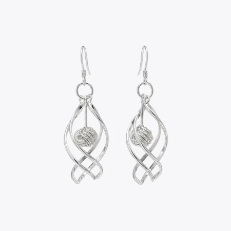 Silver Swirl Ball Drop Earrings