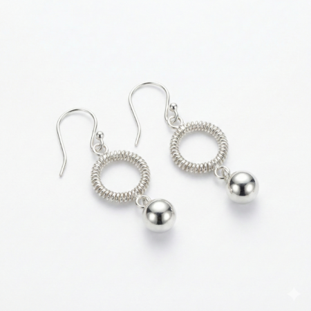 Silver Orbit Drop Earrings