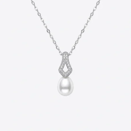 Pearl Drop Silver Pendant Necklace