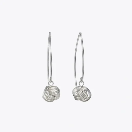 Silver Orbit Knot Drop Earrings