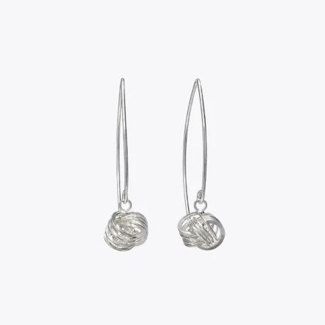 Silver Orbit Knot Drop Earrings