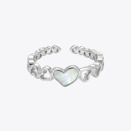 Mother of Pearl Heart Silver Ring