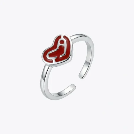 Scarlet Heart Enamel Adjustable Ring