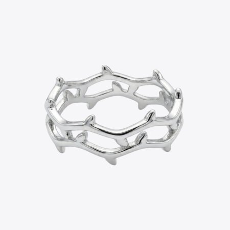 Silver Thorn Crown Open Ring