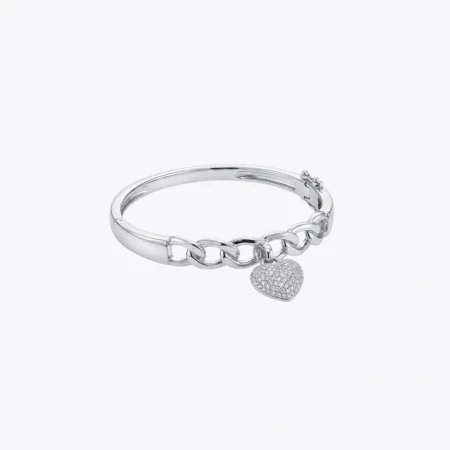 Silver Heart Charm Link Bracelet