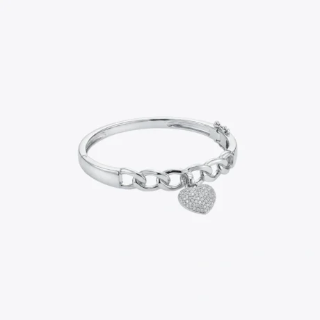 Silver Heart Charm Link Bracelet