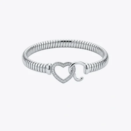 Silver Heart Charm Link Bracelet