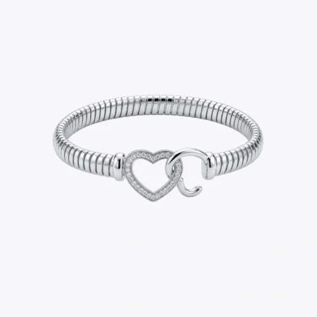 Silver Heart Charm Link Bracelet