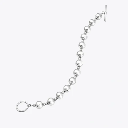 Silver Textured Bead Toggle Bracelet