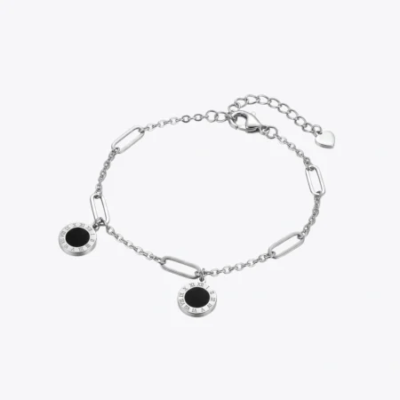 Roman Numeral Medallion Paperclip Bracelet