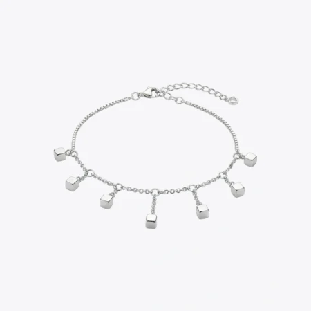 Silver Cube Charm Bracelet