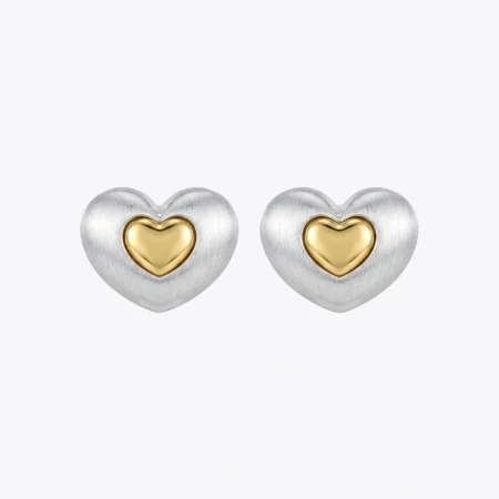 The Amour Two-Tone Heart Studs