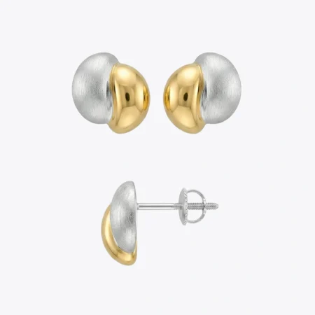 Dual-Tone Crescent Moon Stud Earrings