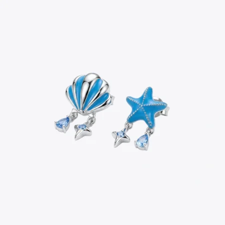 Oceanic Charm Asymmetric Silver Studs