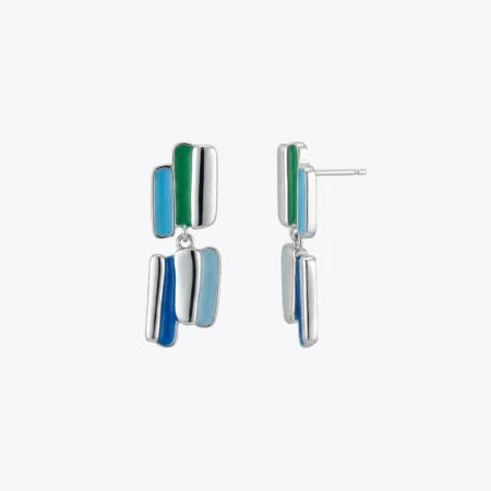 Abstract Enamel Geometric Drop Earrings