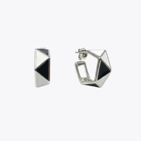 Monochrome Geometric Prism Hoop Earrings