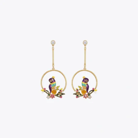 Royal Peacock Hoop Drop Earrings.