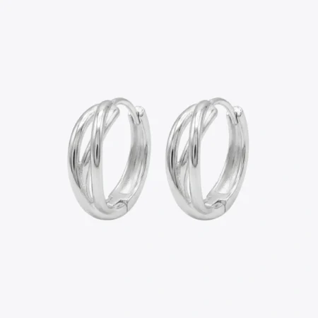 Intertwined Silver Huggie Hoops