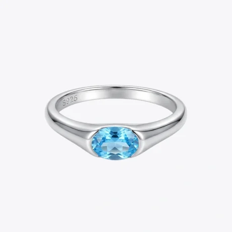 Oval Gemstone Silver Ring – 3 Colour Variation Collection
