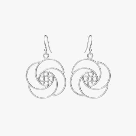 Silver Swirl Rose Petal Earrings