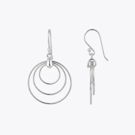 ALENCIA 925 Silver Triple Concentric Hoop Drop Earrings