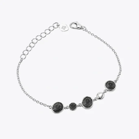 Black Stone 925 Silver Chain Bracelet