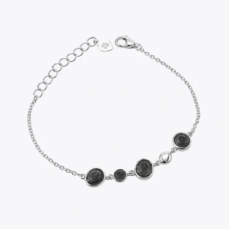 Black Stone 925 Silver Chain Bracelet