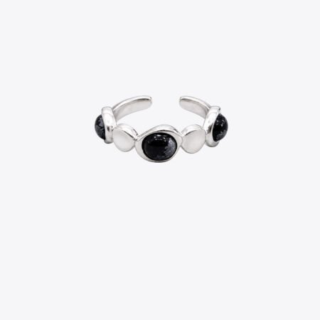Midnight Pebble Silver Ring
