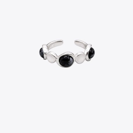 Midnight Pebble Silver Ring