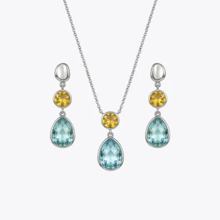 Sky Blue & Sunshine Drop Silver Set