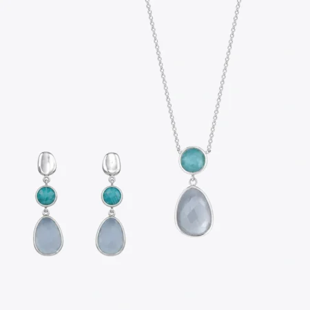 Aqua Pearl Drop Necklace & Earrings Combo