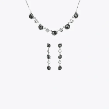 Midnight Pebble Silver Jewelry Set