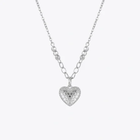 Hammered Heart Charm Necklace