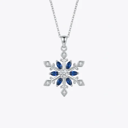 Blue Sapphire Snowflake Pendant & Chain