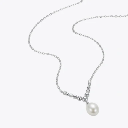 Graceful Pearl & Silver Orb Drop Necklace