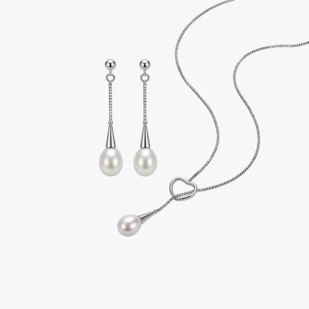 Alencia Heart Lariat Pearl Drop Set