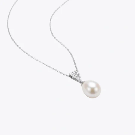 Geometric Pearl Drop Necklace