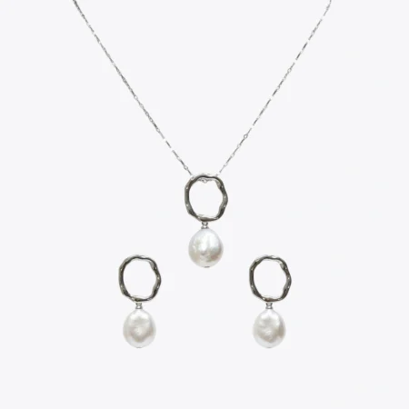 Liquid Silver & Baroque Pearl Set
