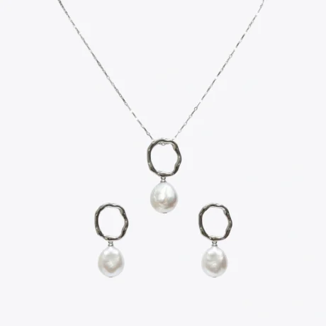 Liquid Silver & Baroque Pearl Set