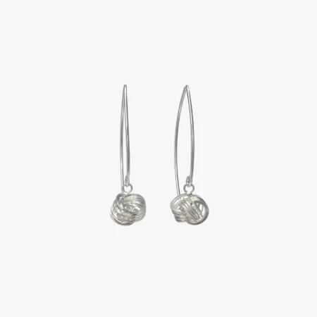 ALENCIA 925 Silver Elongated Wire Knot Drop Earrings