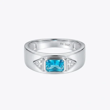 Tri-Stone Silver Statement Ring – Blue, Green & Yellow Variants