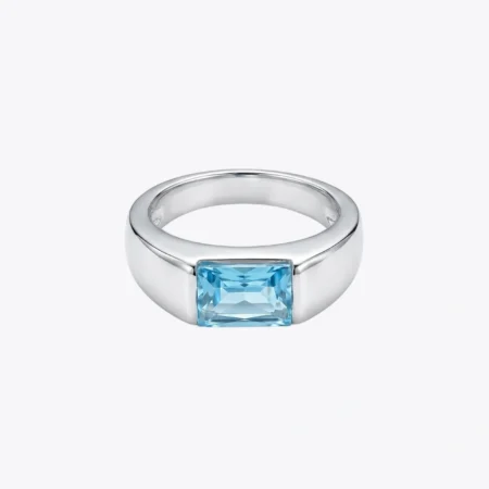 Alencia Azure Rectangular Silver Ring