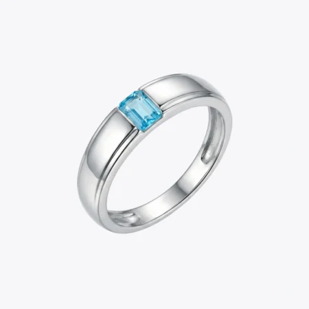 Alencia Azure Rectangular Light Blue Silver Ring